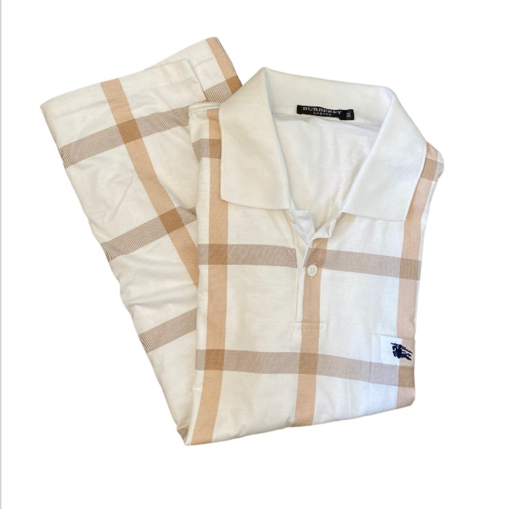 Burberry London Striped 💯 Cotton Polo Size XXL